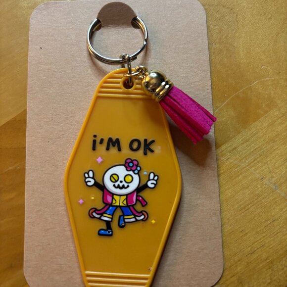 Hand Crafted Accessories - I'm okay Pink Tassle keychain handcrafted by me